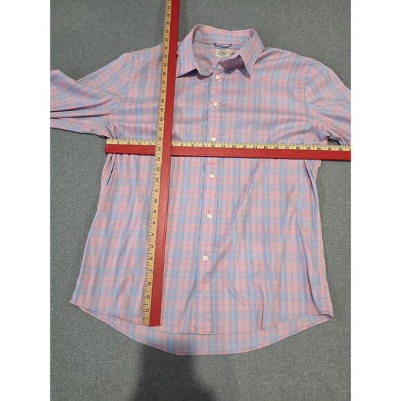 Faherty Brand Shirt Mens Large Pink Blue Plaid Long Sleeve Button Down Stretch - Picture 2 of 8